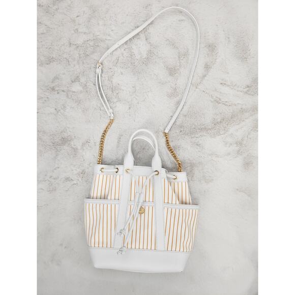 NWD Veronica Beard Canvas goody Crossbody Bag Leather Trim - Picture 1 of 12